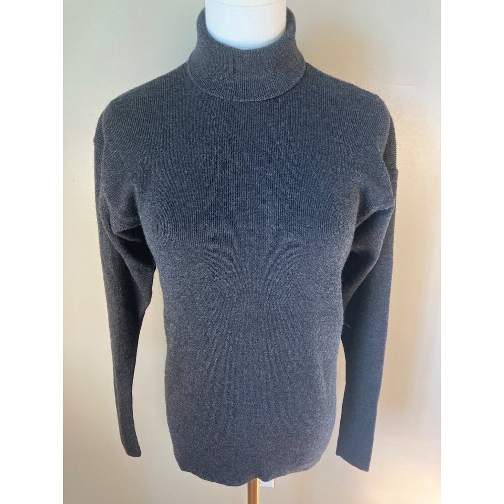 Jenny 100% Wool Made in Italy Long Sleeve Dark Grey Turtleneck Sweater Size 10